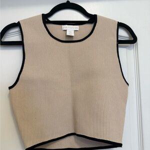 House of Harlow Tan Sleeveless Ribbed Top